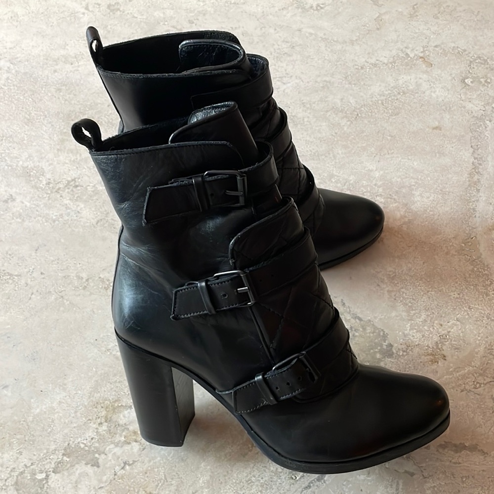 ALL SAINTS Quilted Buckle Black Boots 41/10 US